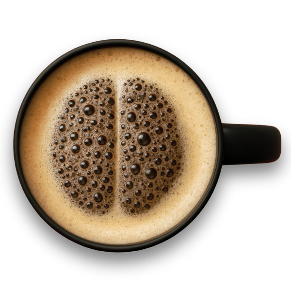 Ein Kaffebecher to go mit orangem Deckel und orangem Hitzeschutz. Auf dem Hitzeschutz steht in weisser Schrift &laquo;LES MATINALES&raquo; in der Mitte ein Icon einer Kaffetasse und darunter das PME-Logo in weiss. Neben dem Kaffeebecher liegt ein blauer Kugelschreiber.