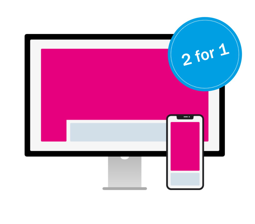 Desktop and smartphone mock-up from Welcome Ad format