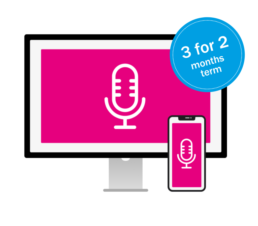 Desktop and smartphone mock-up from Podcast format