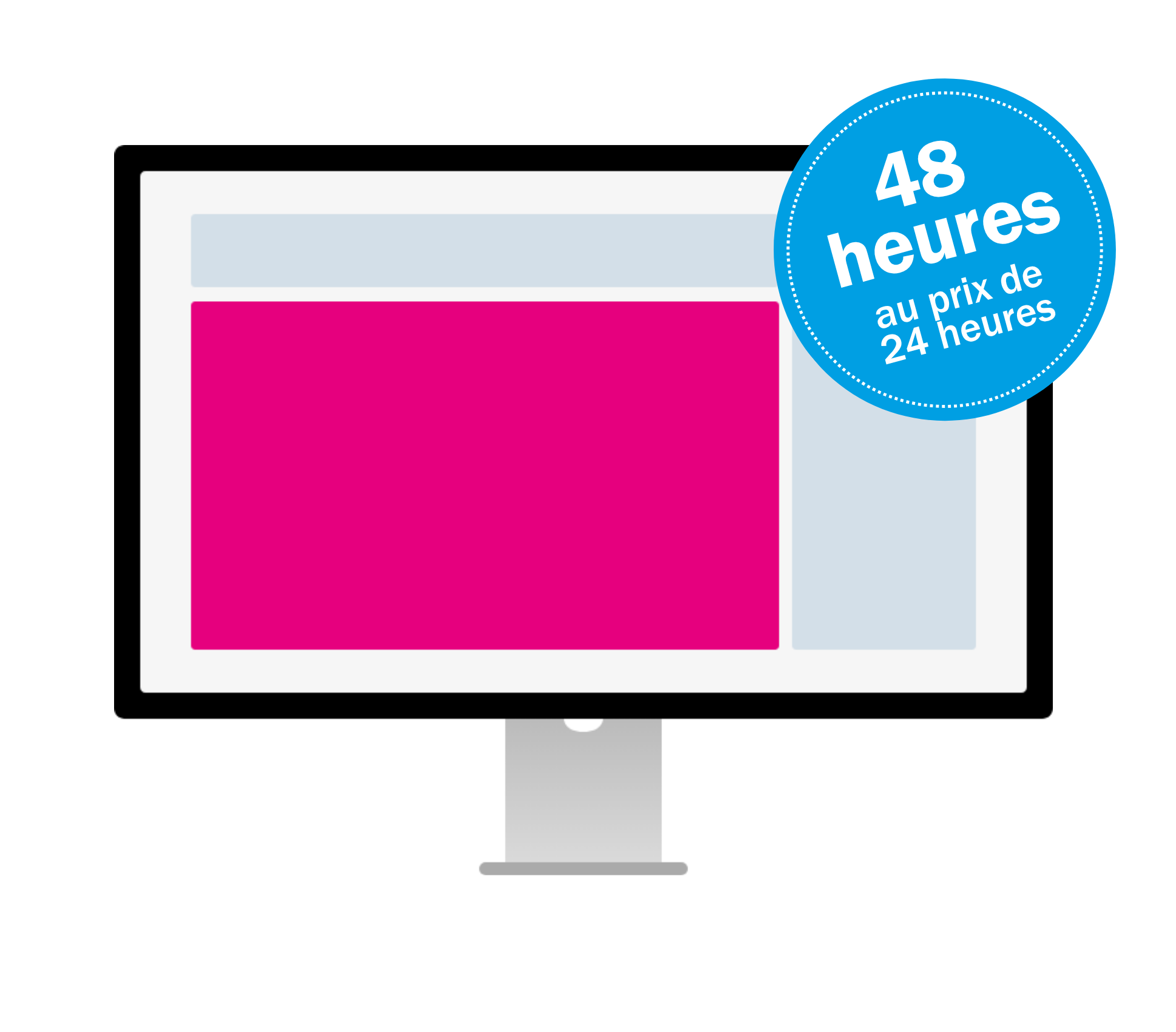 Maquette &laquo; Branded Story &raquo; avec autocollant &laquo; 48 h au prix de 24 h &raquo;
