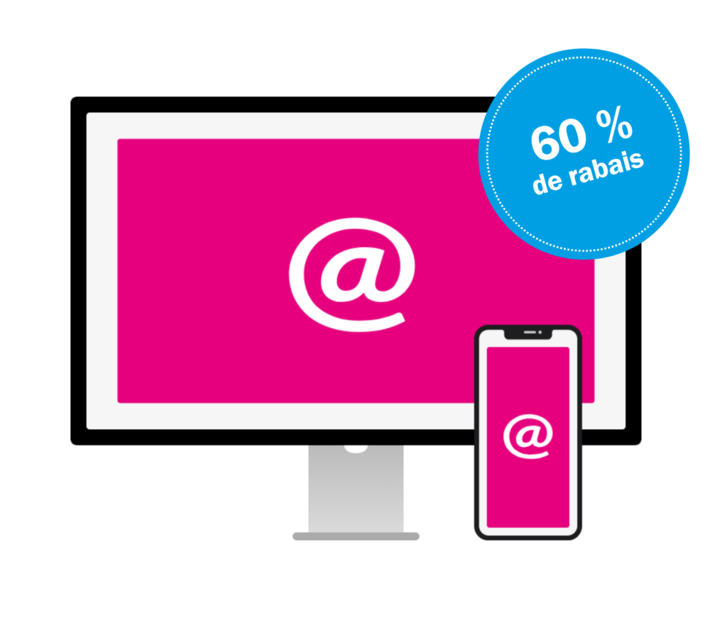 Maquette &laquo; Newsletter &raquo; avec autocollant &laquo; 60 % de r&eacute;duction &raquo;