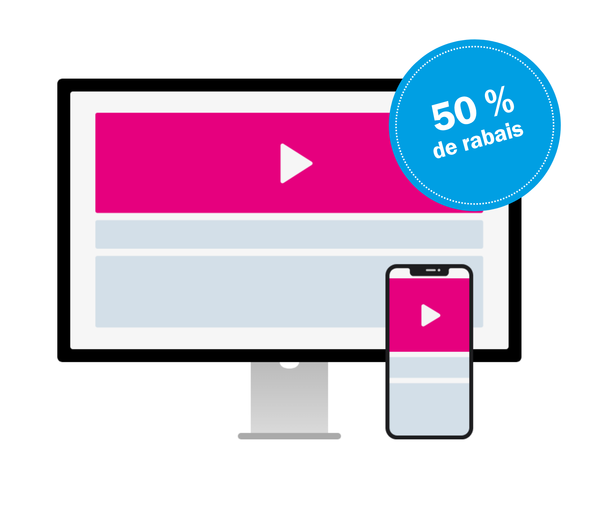 Maquette &laquo; Videohead &raquo; avec une r&eacute;duction de 50 % sur les autocollants