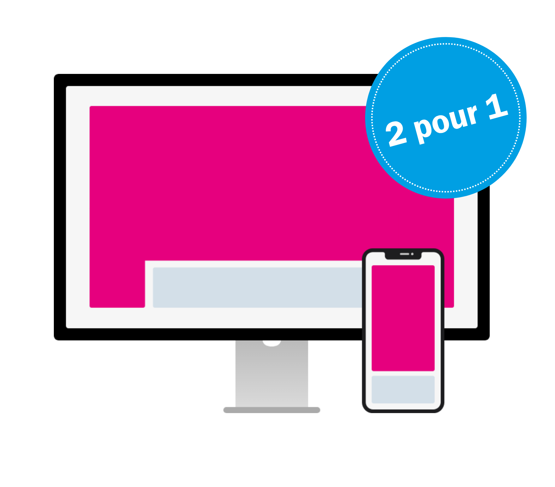 Maquette &laquo; Welcome Ad &raquo; avec autocollant &laquo; 2 pour 1 &raquo;
