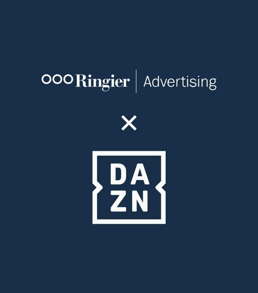 Ringier Advertising und DAZN Logo auf dunklem Hintergrund
